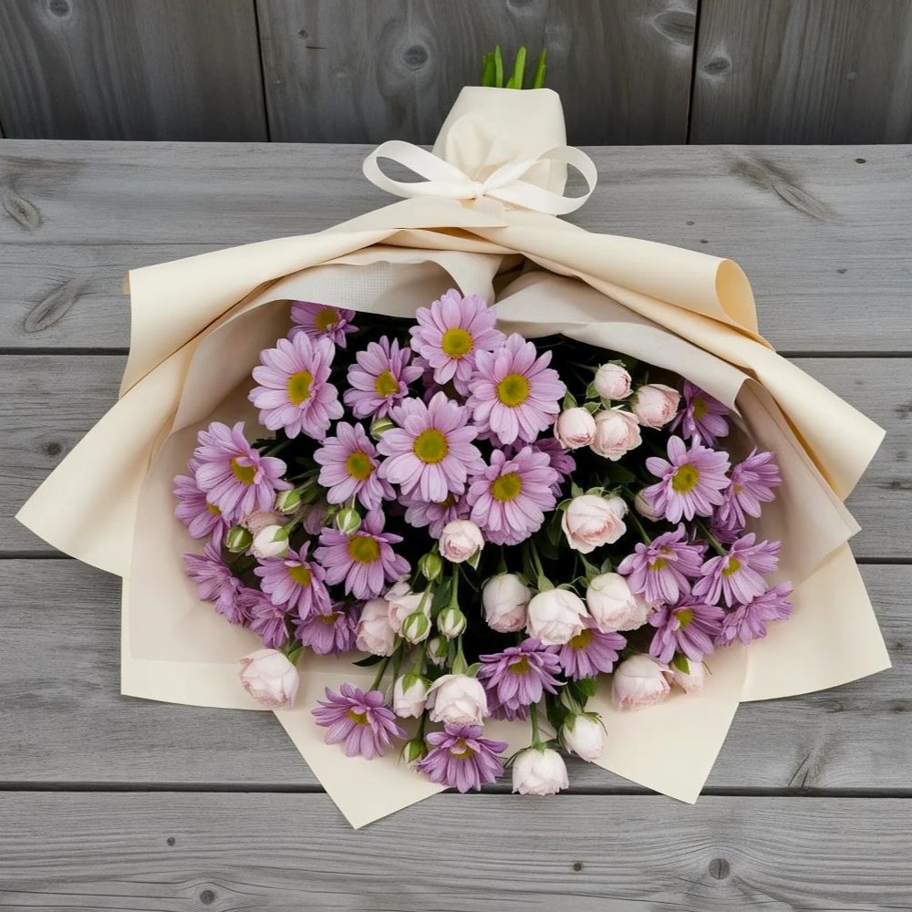 Букет цветов из: Розы и Хризантемы в Восточный