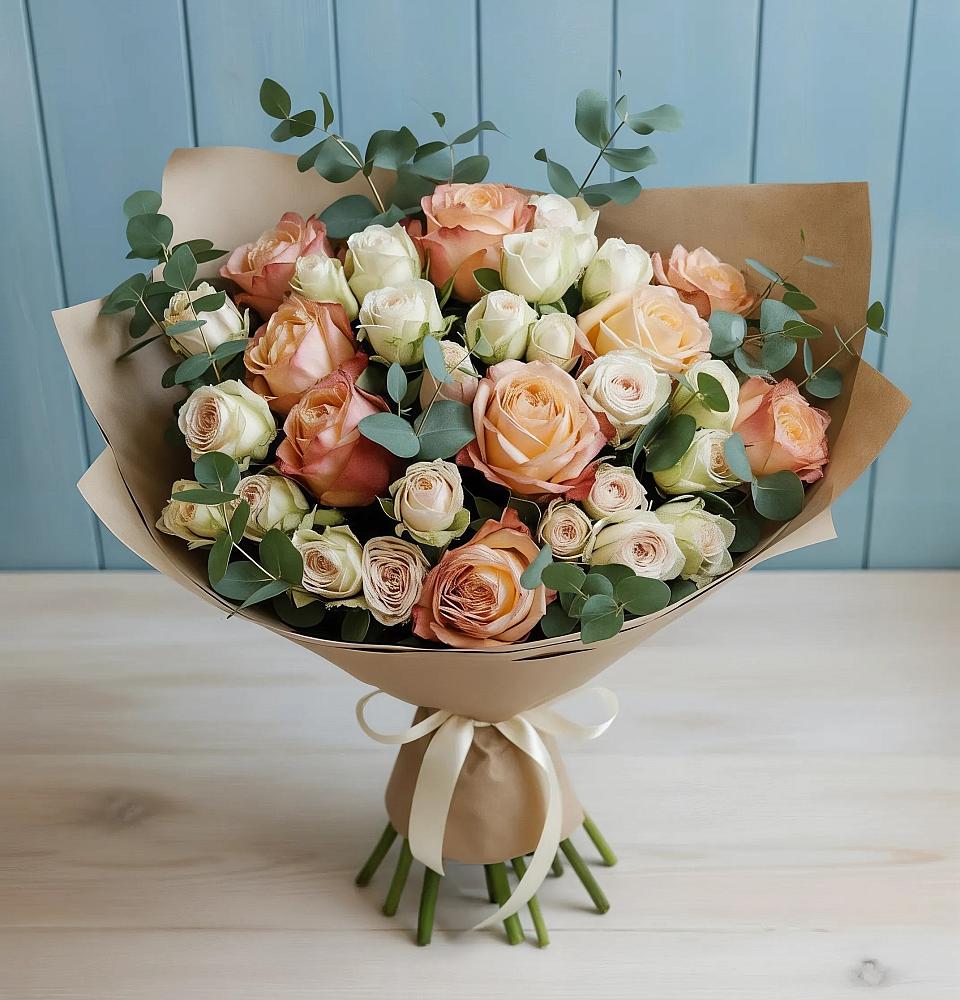 Букет цветов из: Альстромерии и Розы в Восточный