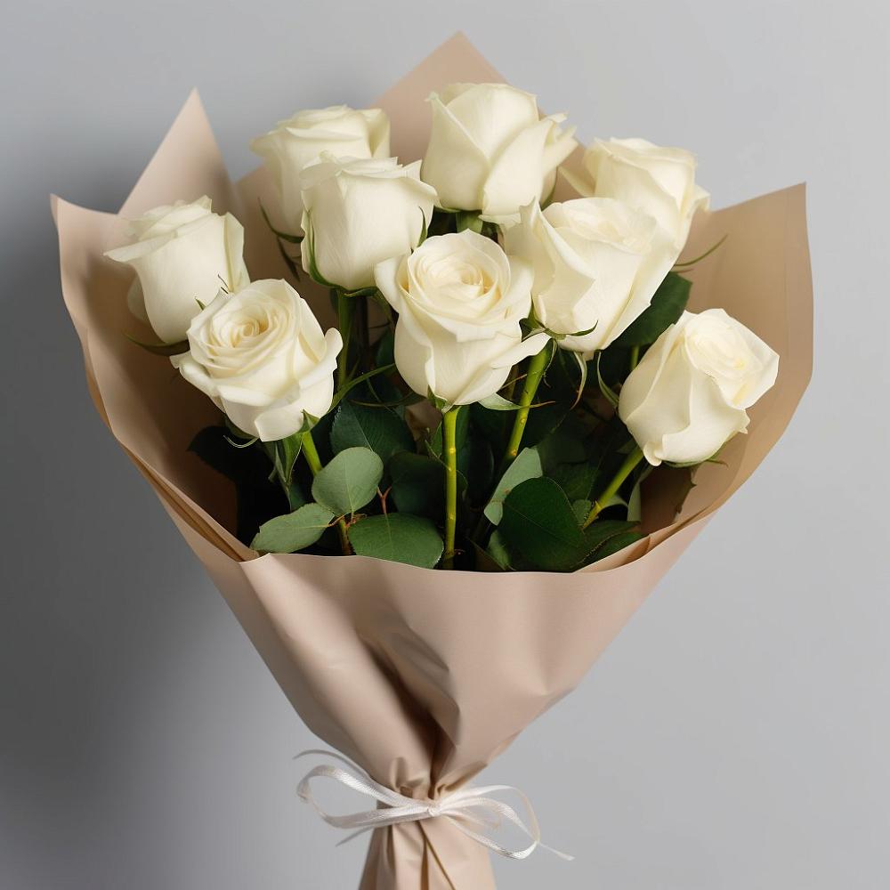 Букет 9 Белых роз Эдлесс Лав в Восточный