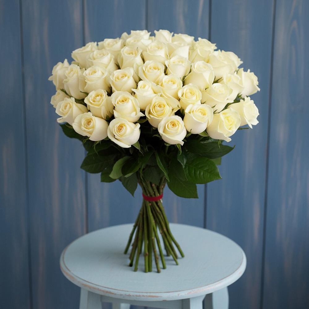 Букет 51 Белая роза Эдлесс Лав в Восточный