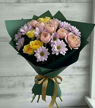 Букет цветов из:  Хризантемы и Розы #REPLACE_PRED# Восточный