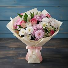 Букет цветов из:  Хризантемы, Альстромерии и Розы в Восточный