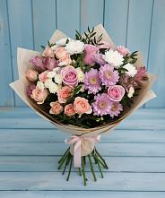 Букет цветов из:  Хризантемы, Розы и Альстромерии в Восточный