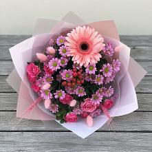 Букет цветов из:  Розы, Герберы и Хризантемы #REPLACE_PRED# Восточный