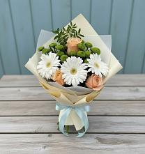 Букет цветов из:  Герберы, Розы и Хризантемы #REPLACE_PRED# Восточный