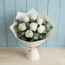 Букет Белые розы в Эвкалипте #REPLACE_PRED# Восточный
