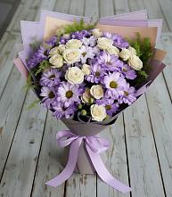 Букет цветов из:  Хризантемы и Розы в Восточный