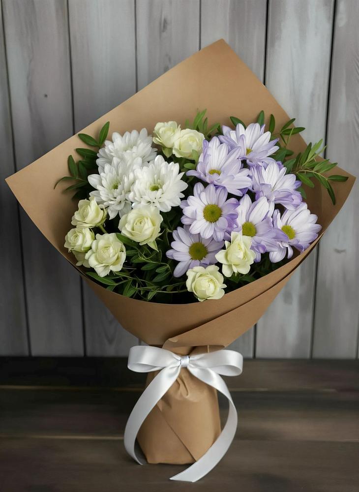 Букет цветов из: Хризантемы и Розы в Восточный
